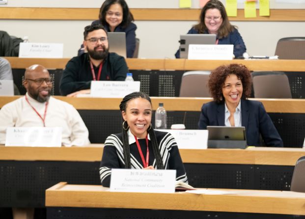 Students laugh during class.