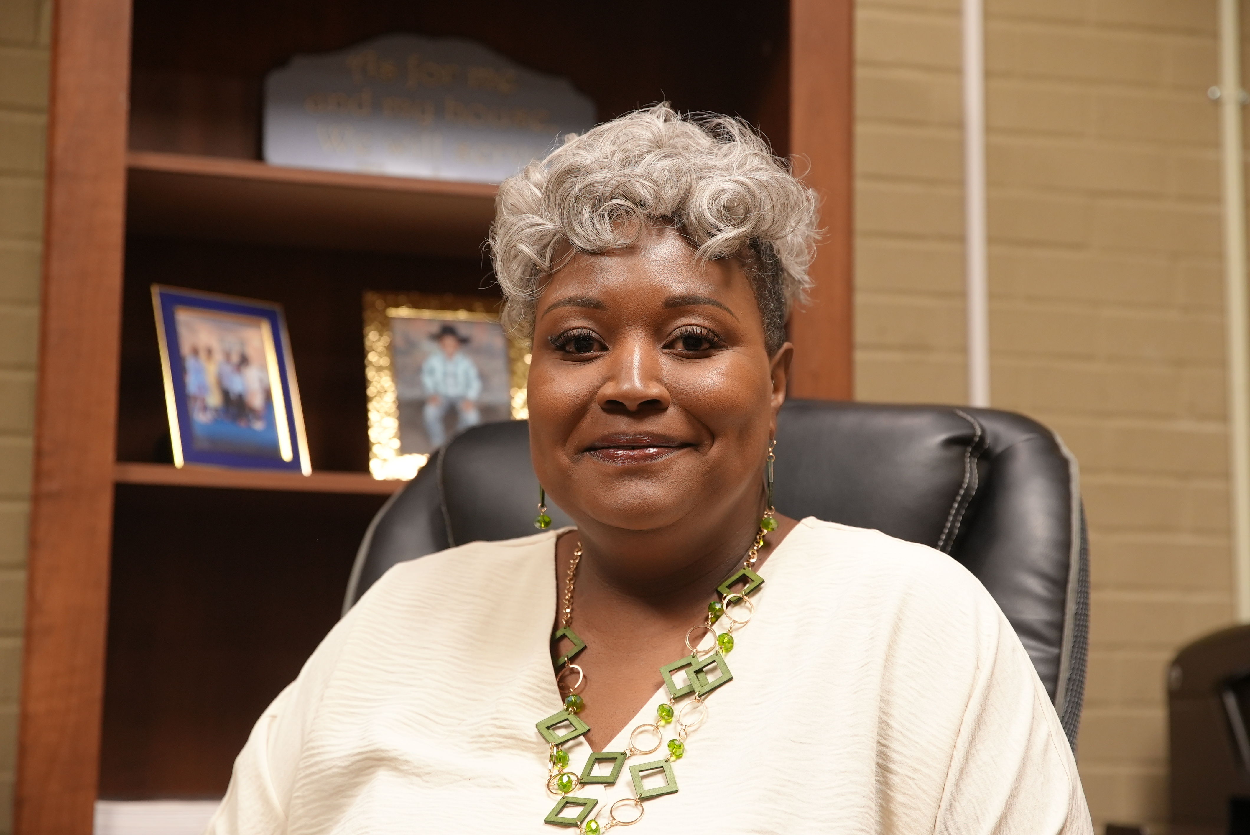 Alpresteon Billings seated behind her desk.
