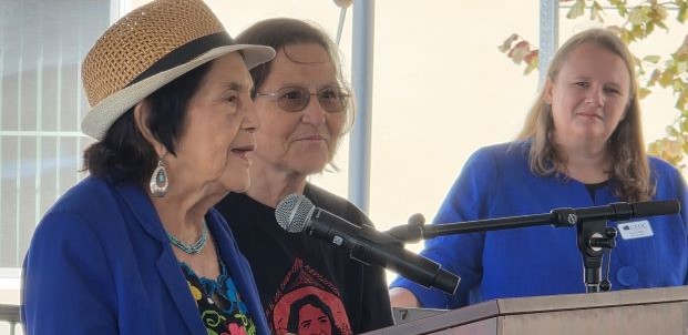 Dolores Huerta speaks during the ribbon cutting. Photo courtesy of Cabrillo EDC.