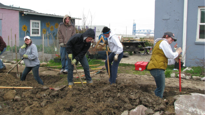 Working together on a Neighborhood garden.