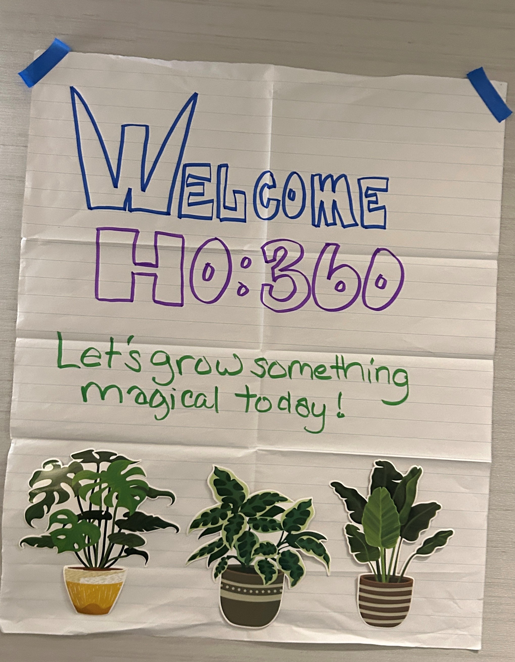 A welcome sign outside a classroom.