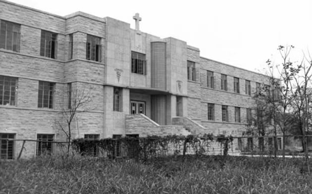 The hospital, before it was refurbished and renovated. 