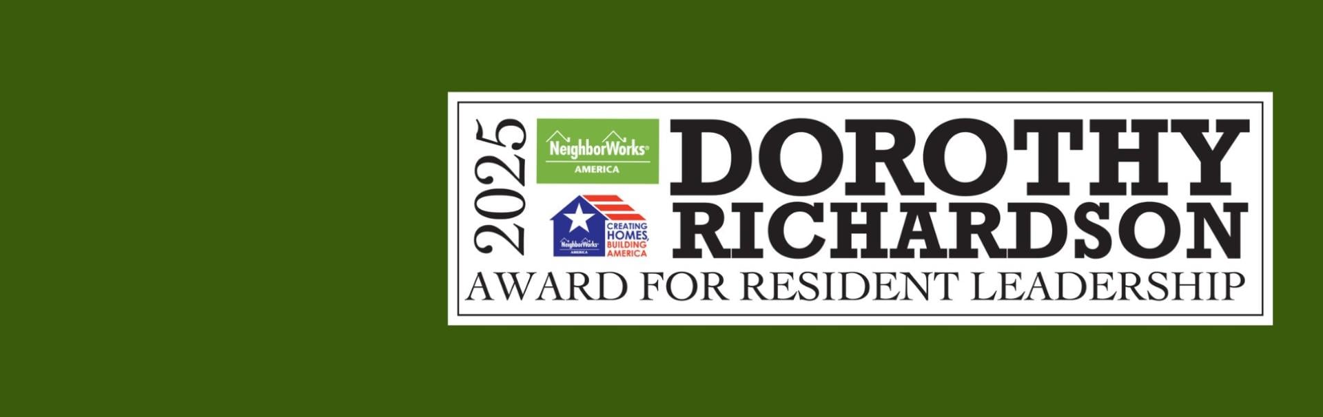 Dorothy Richardson Award Banner against a green background