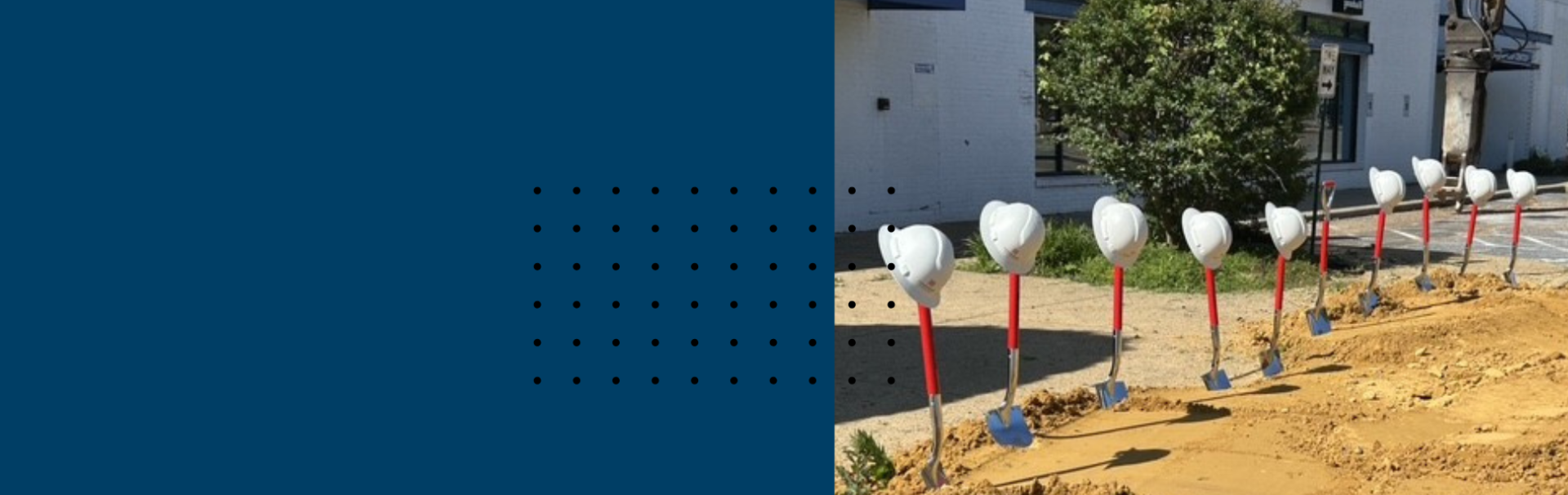Hardhats on shovels outside of the Goodwill in Arlington, Va.