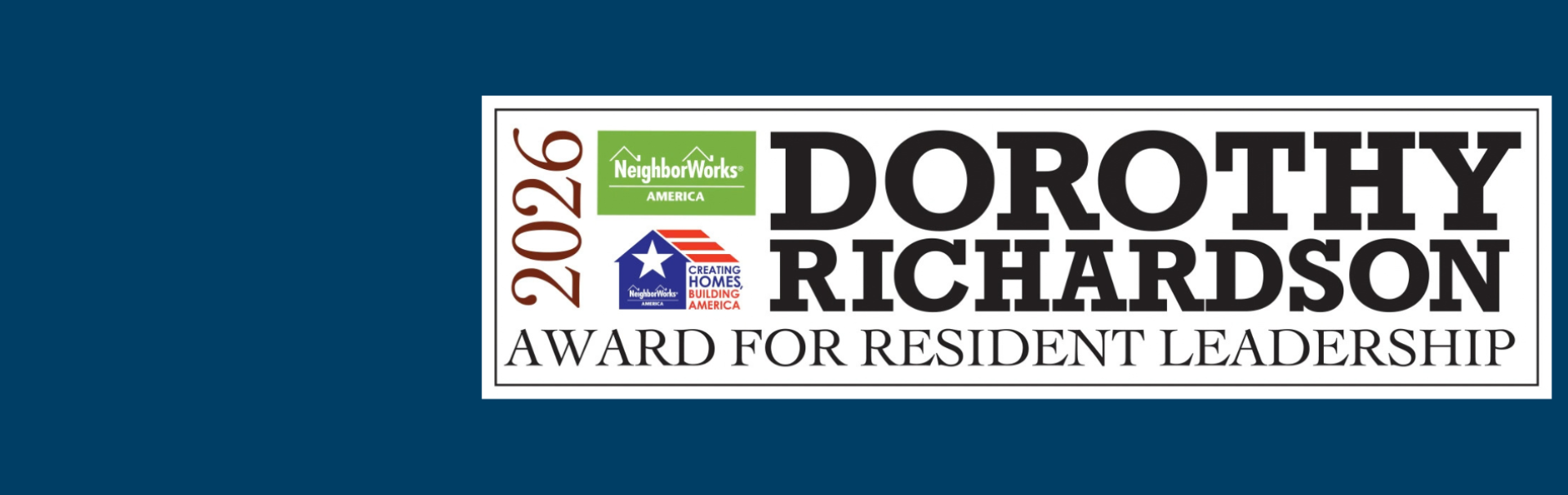 Dorothy Richardson banner with a nod to 2026 recipients.