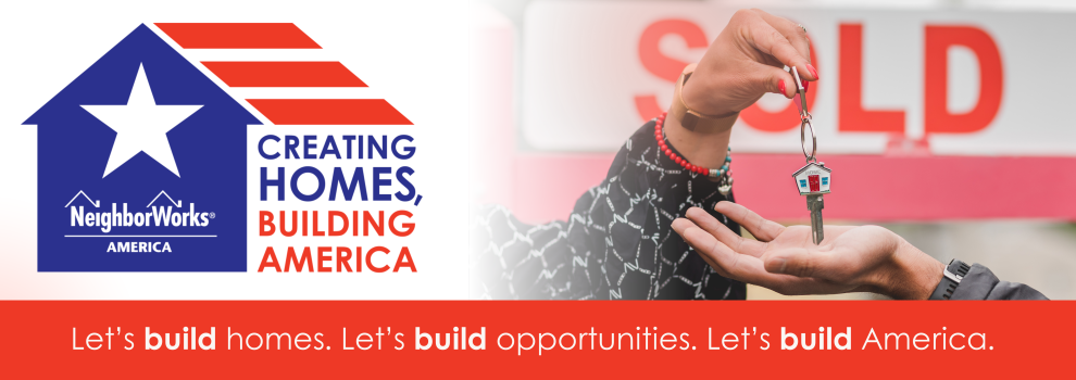 creating homes, building america, image with a hand holding a key unlocking homeownership.