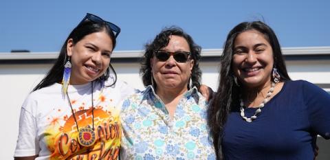 Erica and Niria (here with Rose Ojeda from Casa of Oregon) are helping with new housing after a climate disaster in Talent, Oregon.