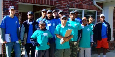Volunteers from DHIC in North Carolina prepare to survey residents. 