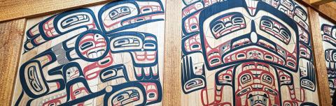 Native artwork at HYFC in browns, and reds.